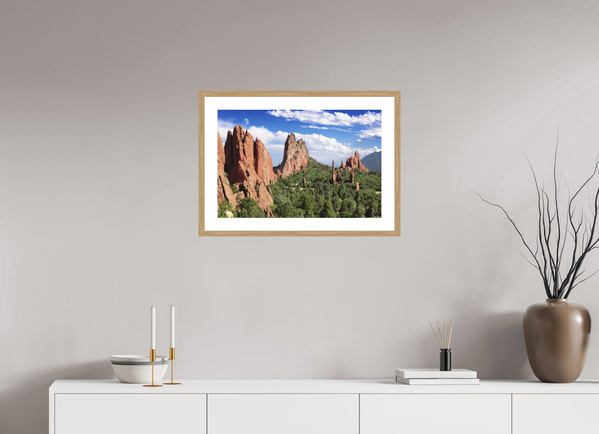 24 x 16″, Natural Oak Wood Frame Garden of the Gods II
