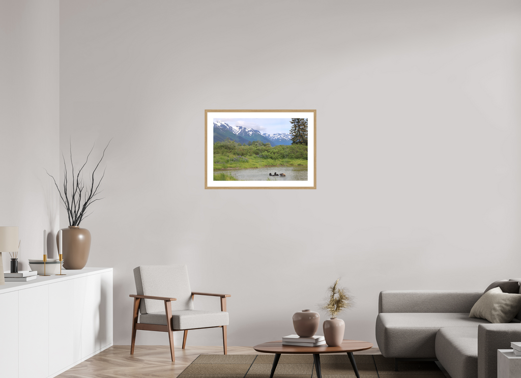 30 x 20″, Natural Oak Wood Frame Grizzly Shore II