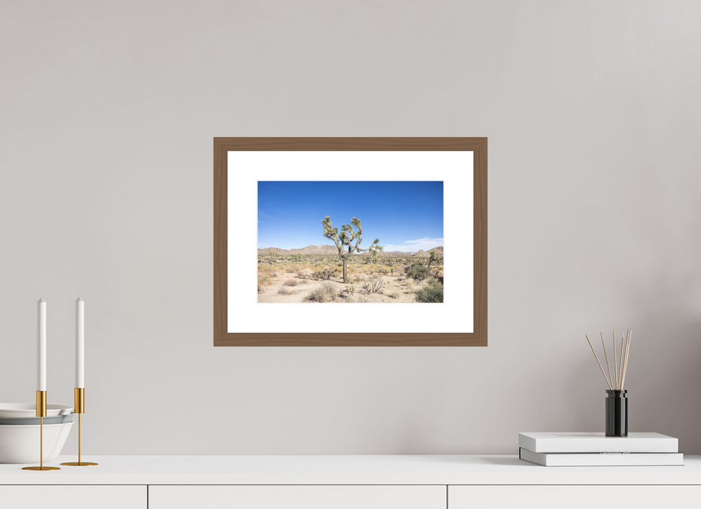 12 x 8″, Framed_WalnutWood_WhiteMat_HahnemühlePhotoRagUltraSmooth Desert Form 01