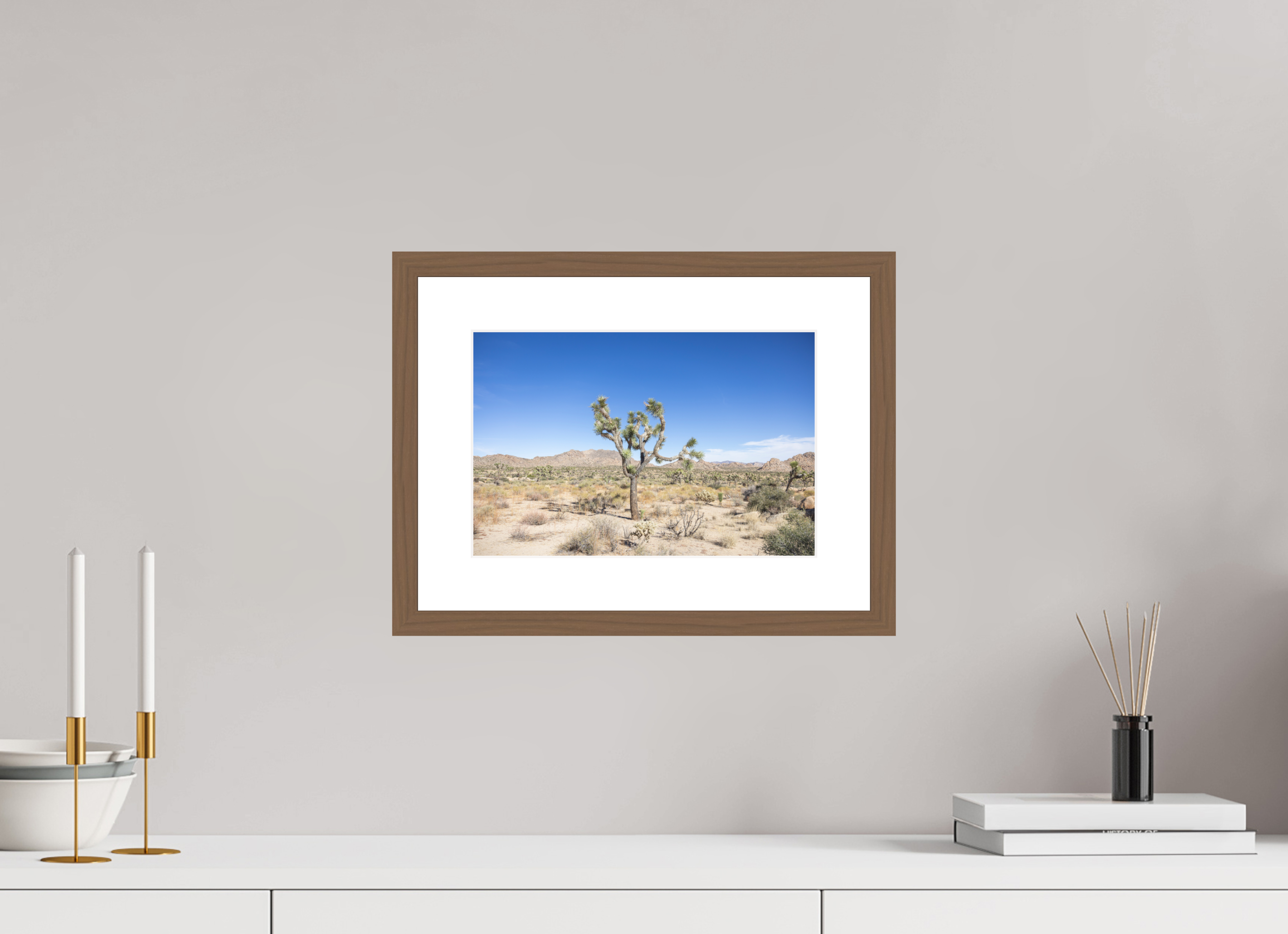 12 x 8″, Framed_WalnutWood_WhiteMat_HahnemühlePhotoRagUltraSmooth Desert Form 01