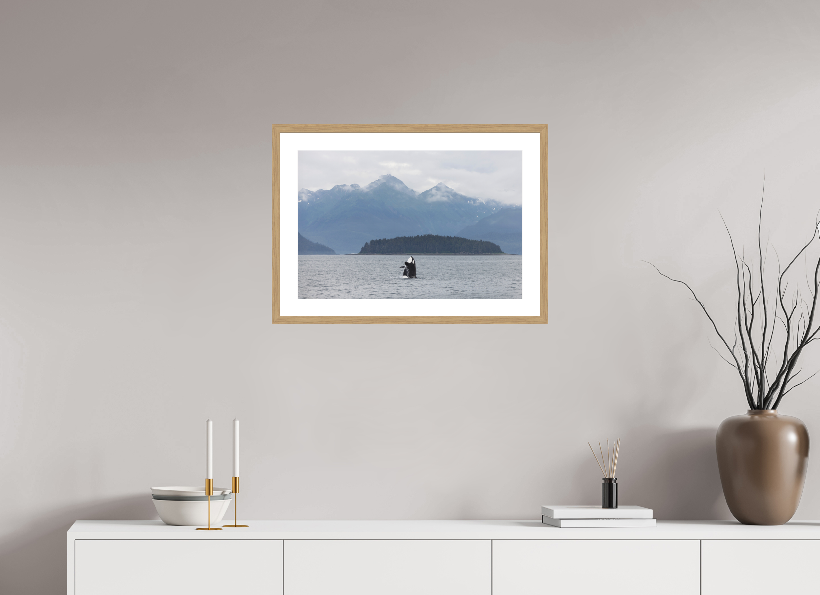 24 x 16″, Natural Oak Wood Frame Breach 01
