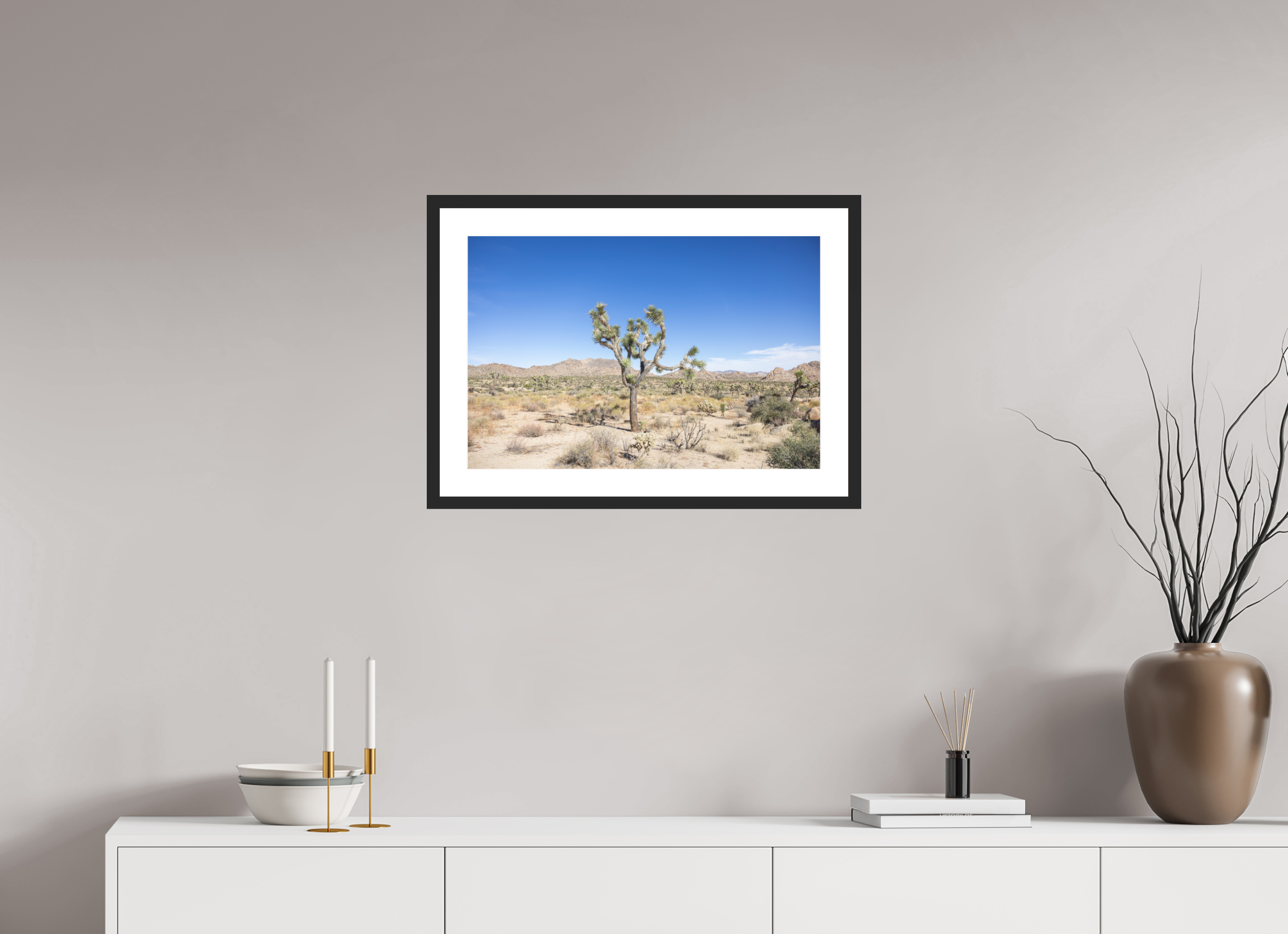 24 x 16″, Framed_BlackMatteWood_WhiteMat_HahnemühlePhotoRagUltraSmooth Desert Form 01