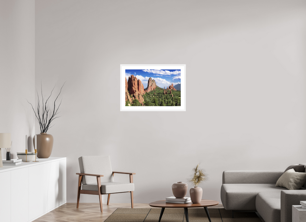 30 x 20″, White Wood Frame Garden of the Gods II