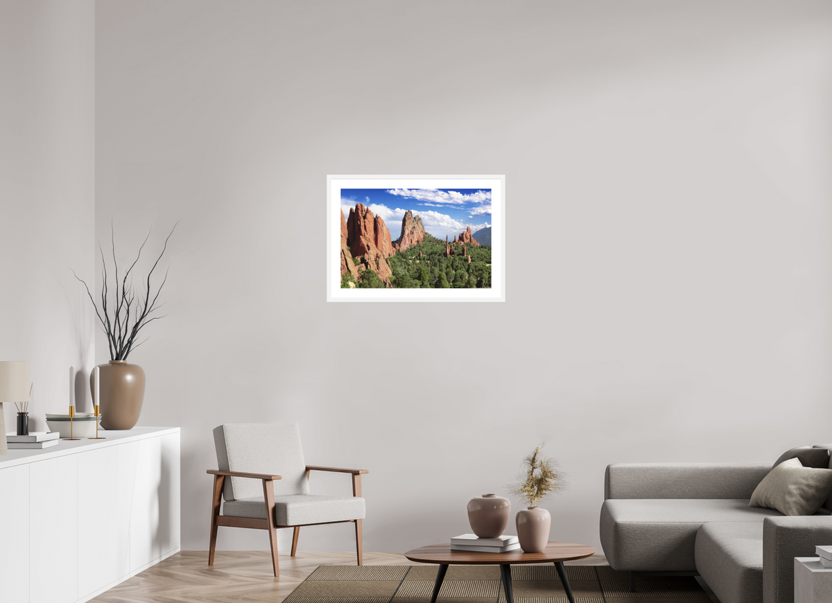 30 x 20″, White Wood Frame Garden of the Gods II