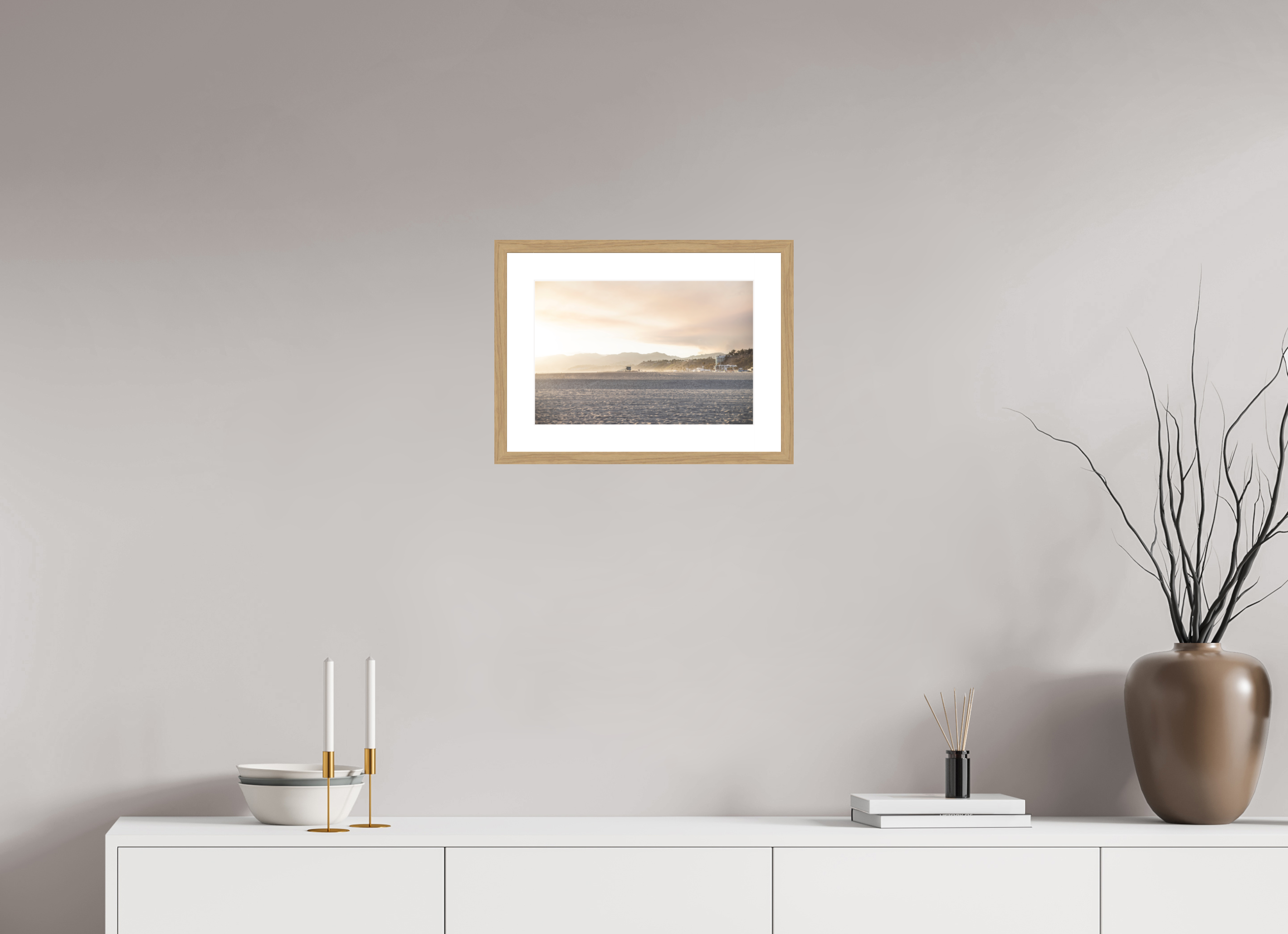 15 x 10″, Natural Oak Wood Frame Golden Coast 01