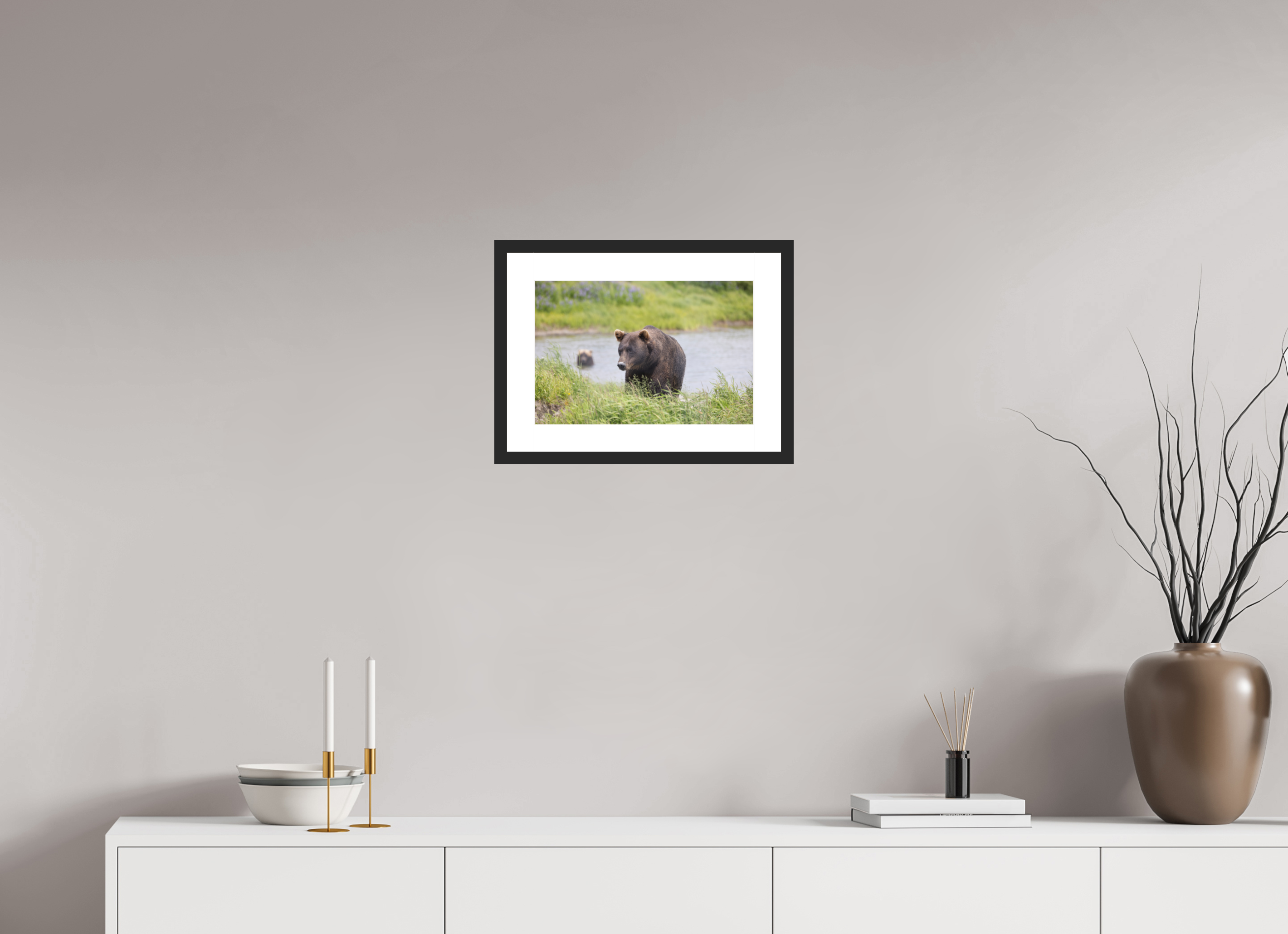 15 x 10″, Black Wood Frame Grizzly Shore, No. 1