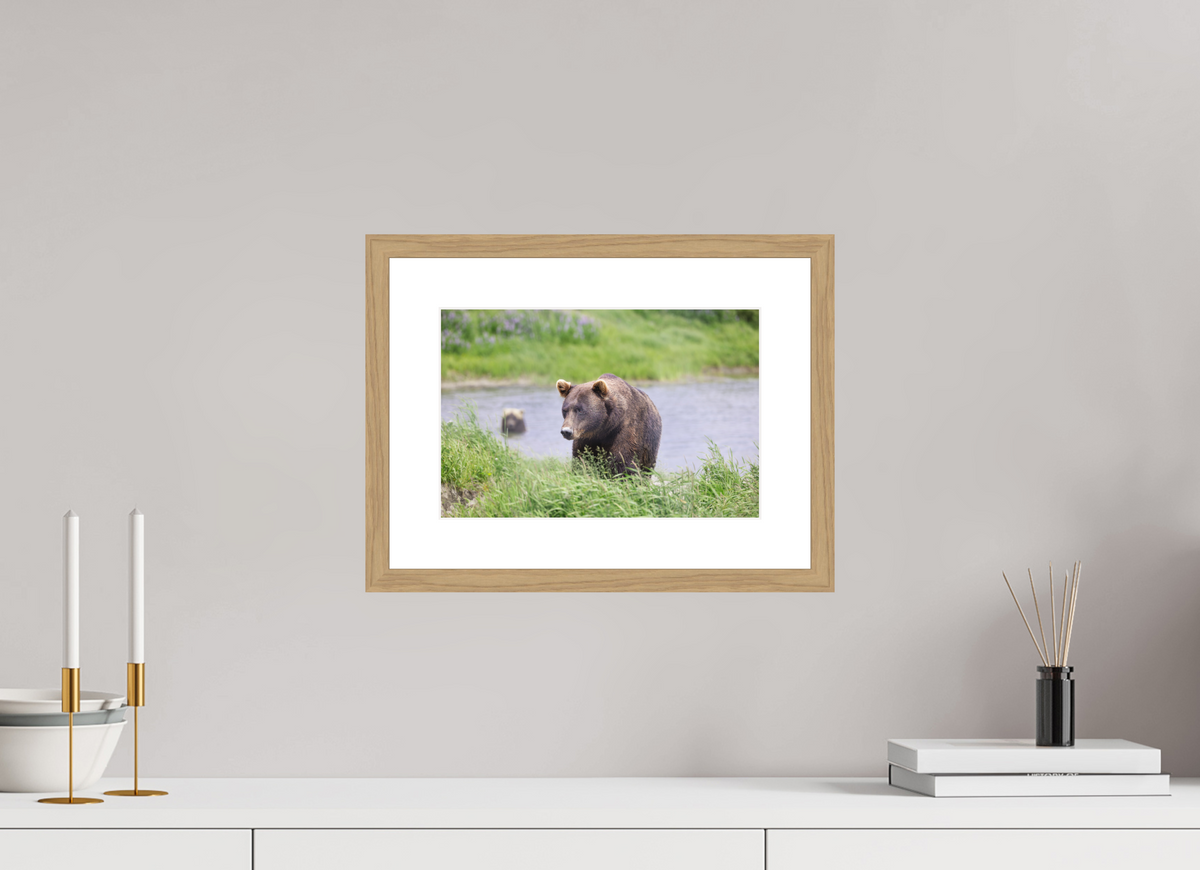 12 x 8″, Natural Oak Wood Frame Grizzly Shore I
