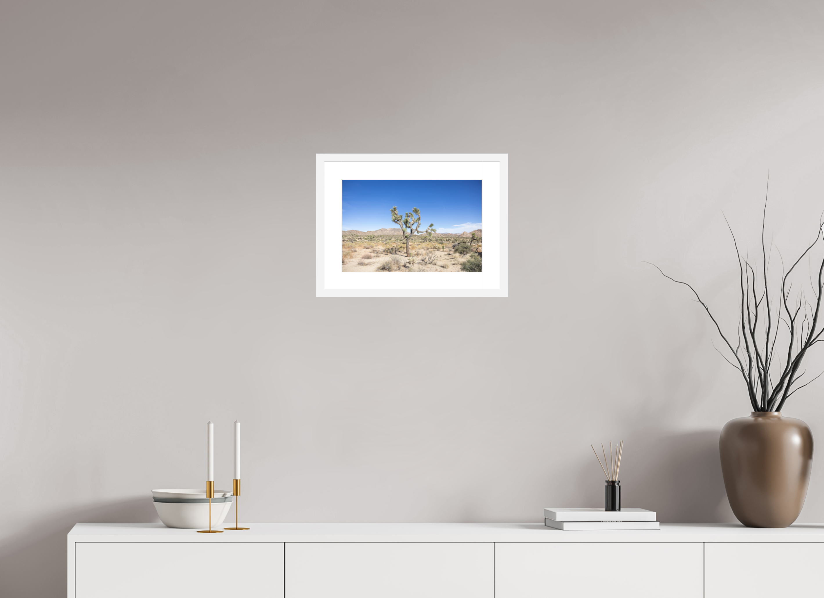 15 x 10″, Framed_WhiteWood_WhiteMat_HahnemühlePhotoRagUltraSmooth Desert Form 01