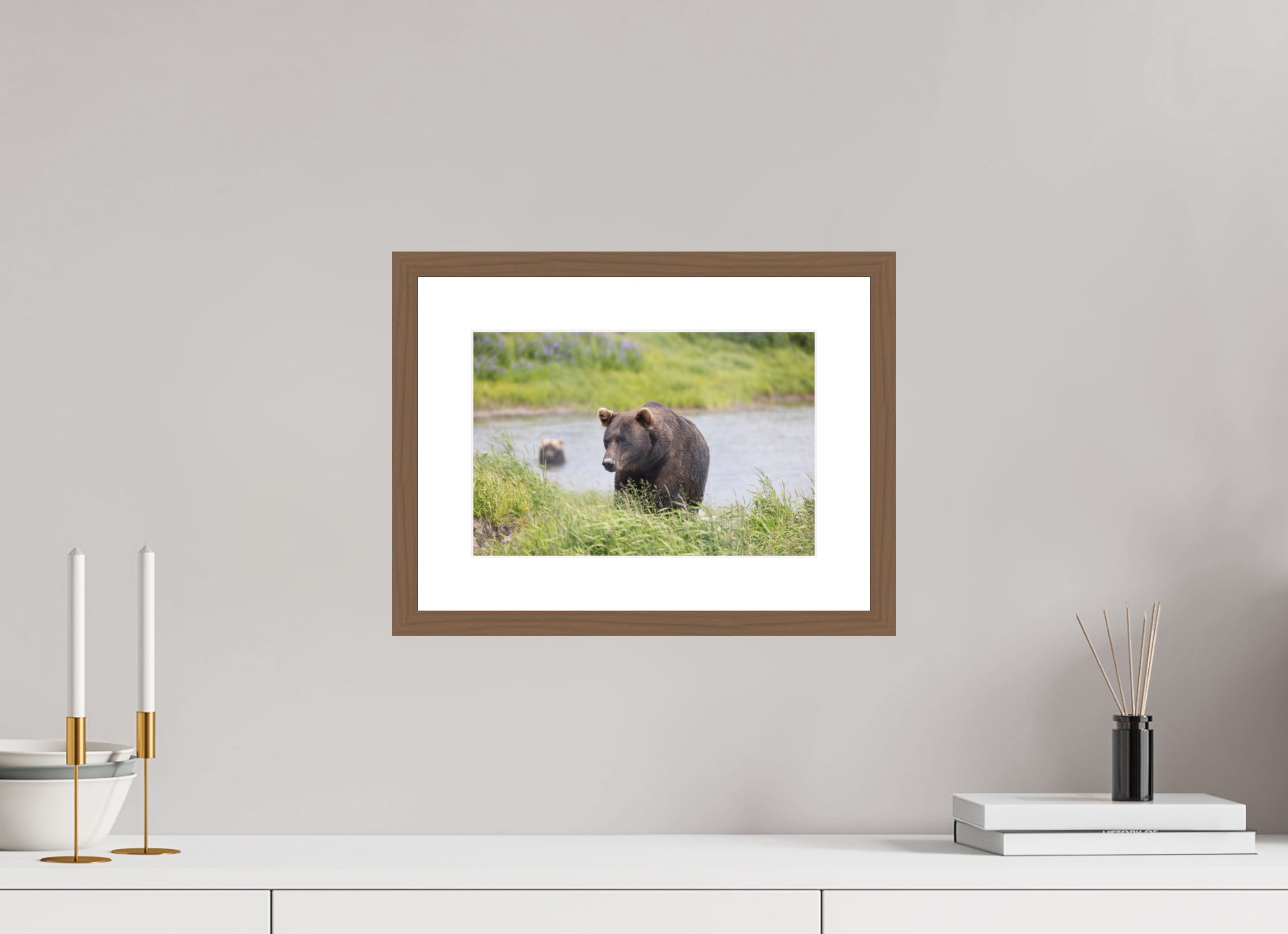 12 x 8″, Walnut Wood Frame Grizzly Shore, No. 1