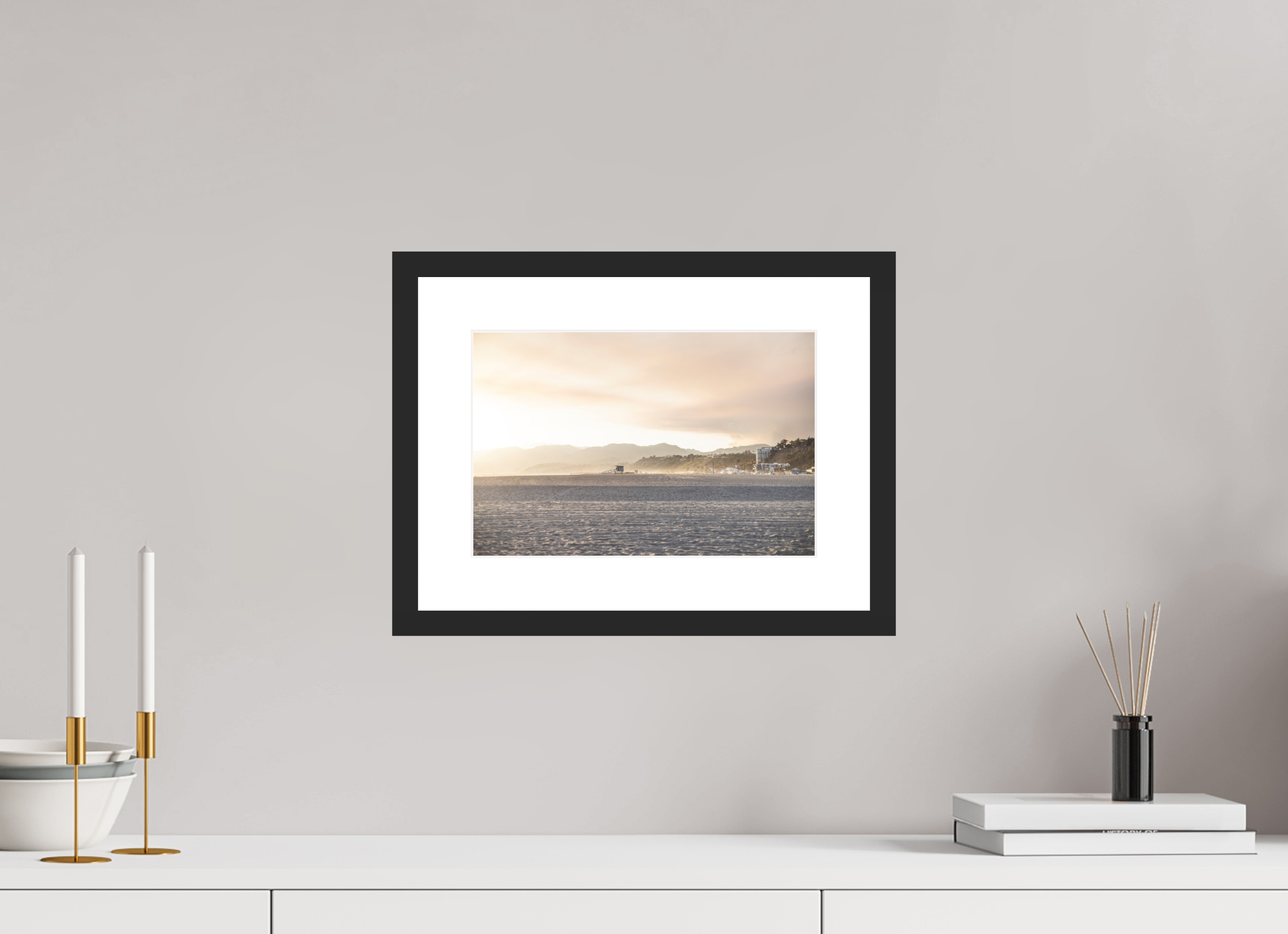 12 x 8″, Black Wood Frame Golden Coast 01