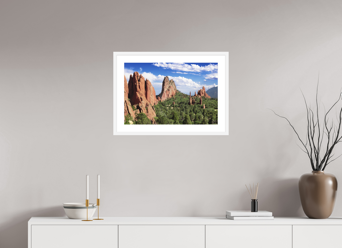 24 x 16″, White Wood Frame Garden of the Gods II