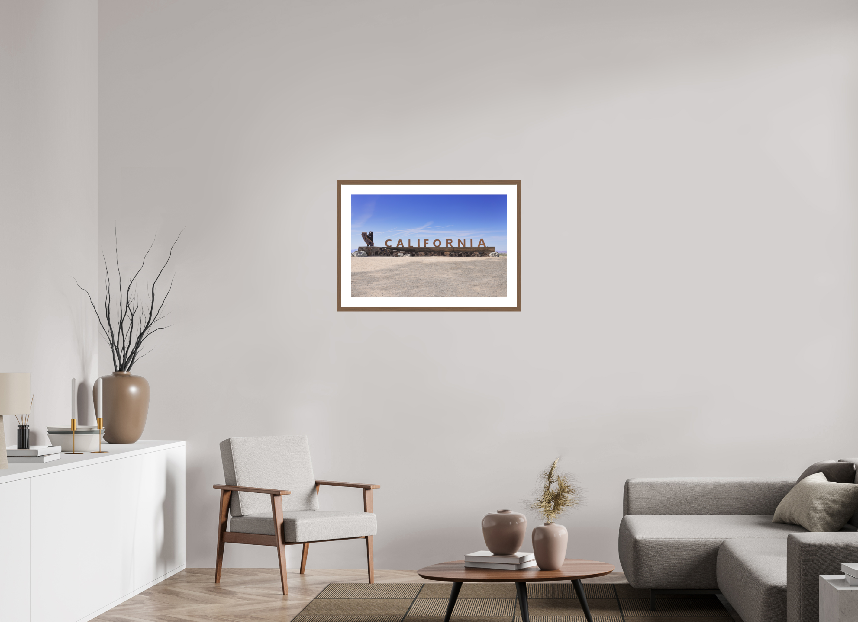 30 x 20″, Framed_WalnutWood_WhiteMat California Line | Fine Art Photography Print | California