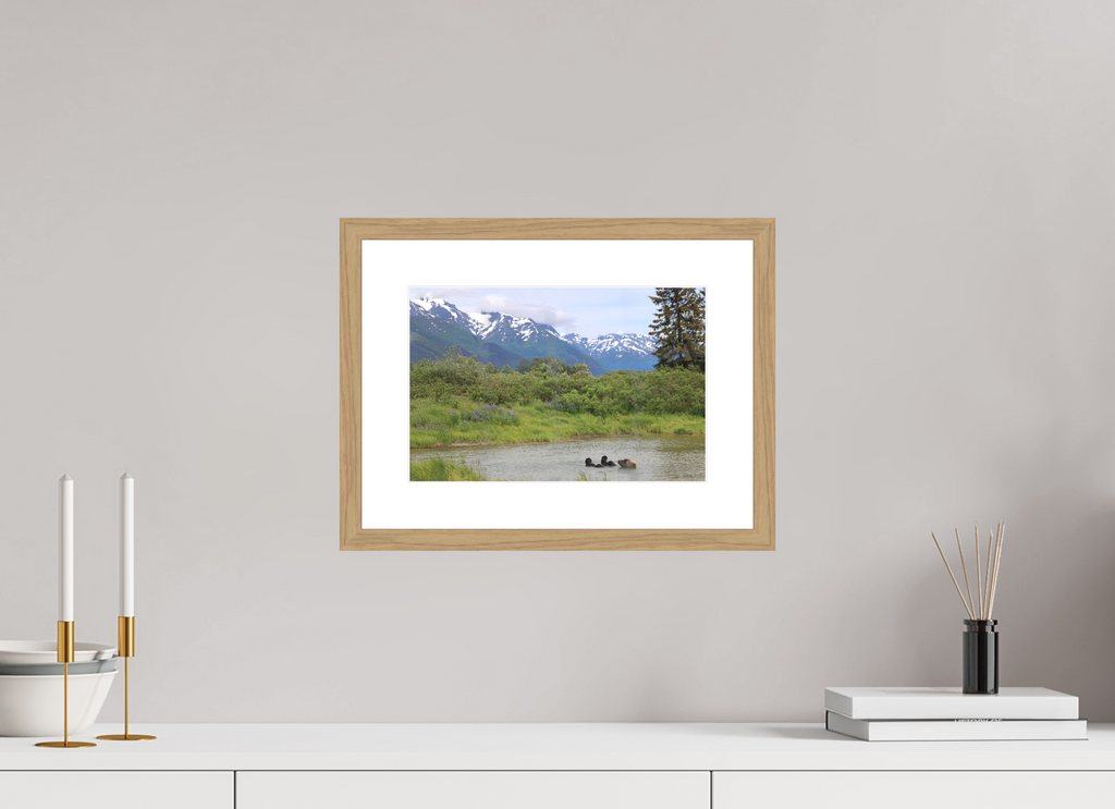 12 x 8″, Natural Oak Wood Frame Grizzly Shore II