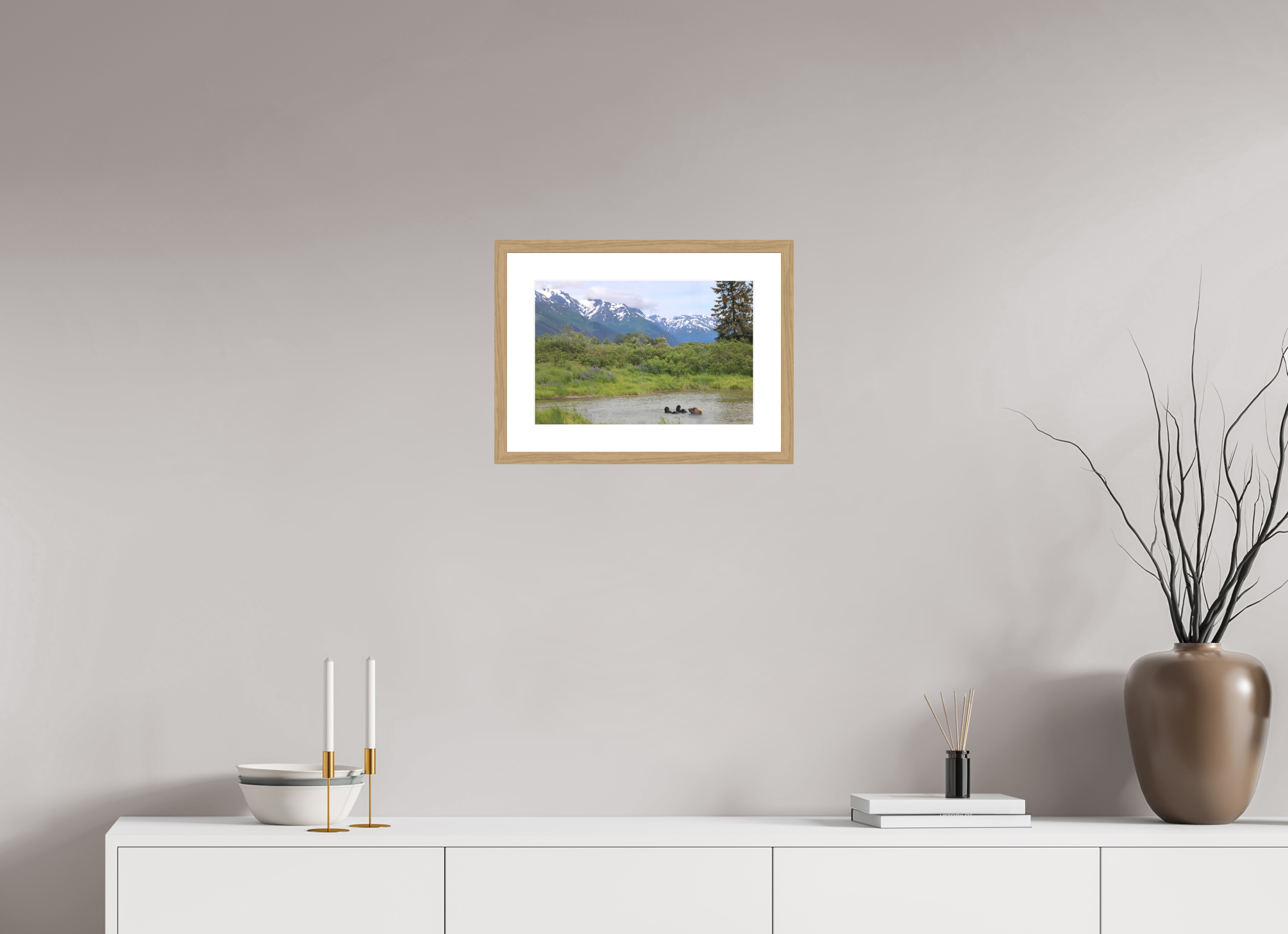 15 x 10″, Natural Oak Wood Frame Grizzly Shore II