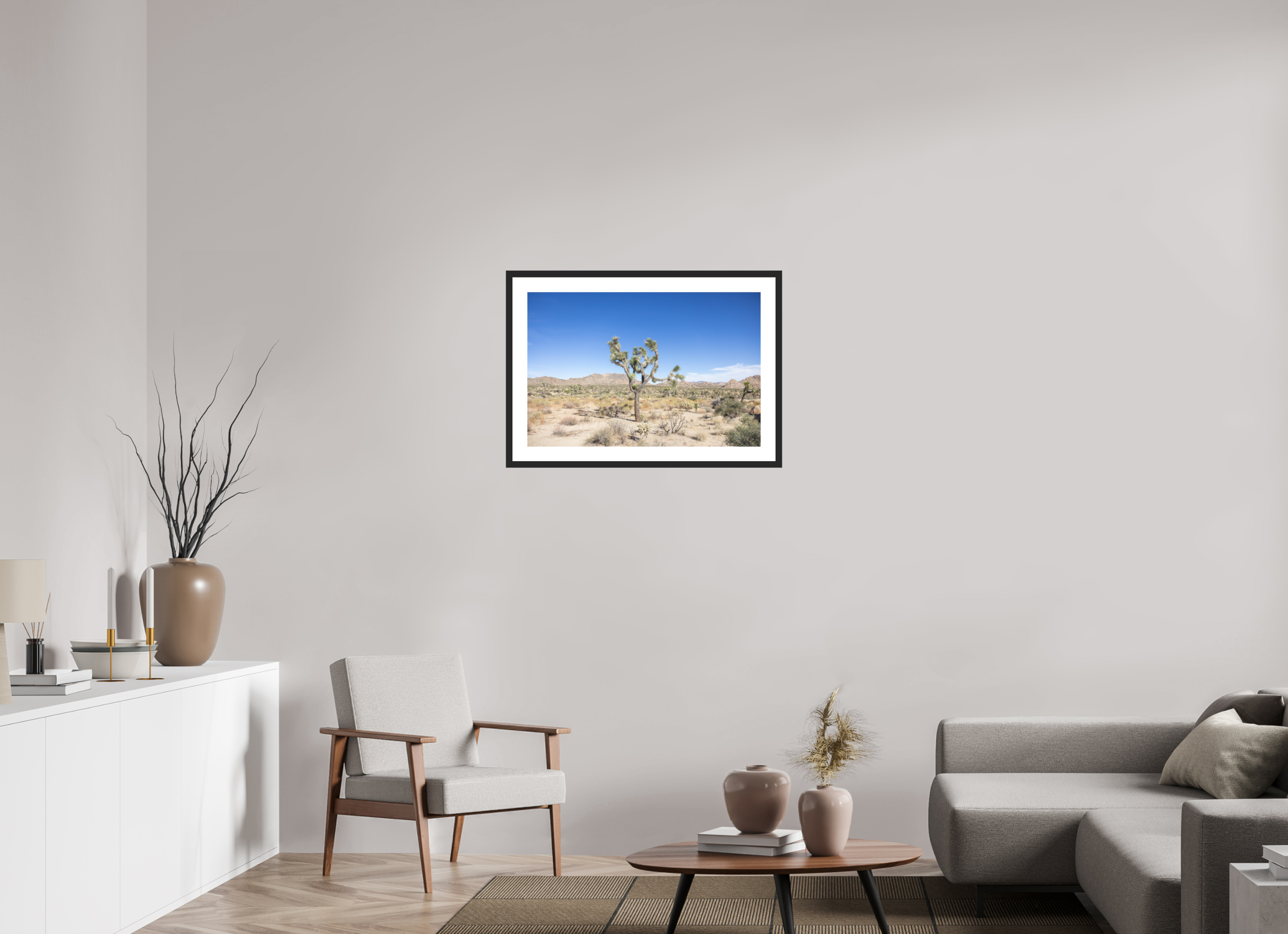 30 x 20″, Framed_BlackMatteWood_WhiteMat_HahnemühlePhotoRagUltraSmooth Desert Form 01
