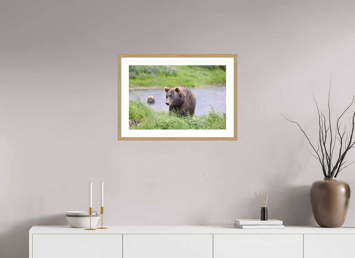 24 x 16″, Natural Oak Wood Frame Grizzly Shore I