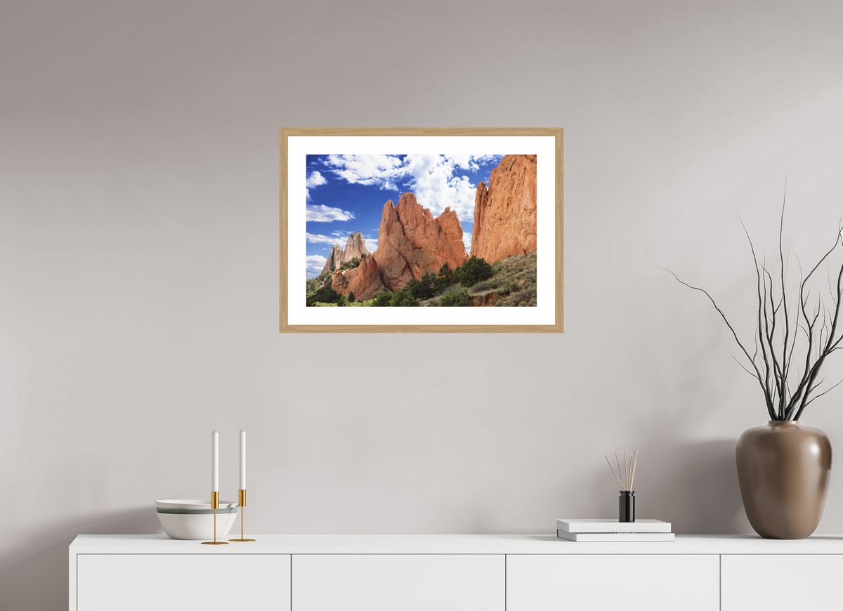 24 x 16″, Natural Oak Wood Frame Garden of the Gods I
