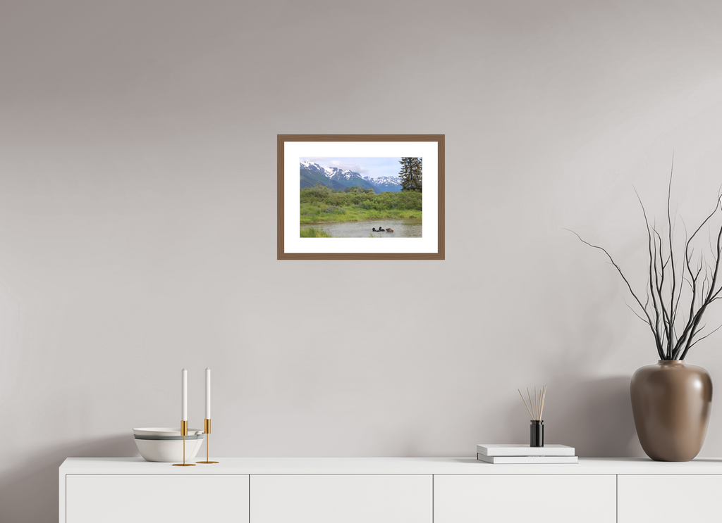 15 x 10″, Walnut Wood Frame Grizzly Shore II