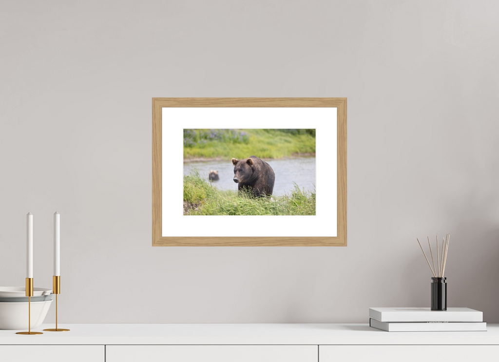 12 x 8″, Natural Oak Wood Frame Grizzly Shore, No. 1