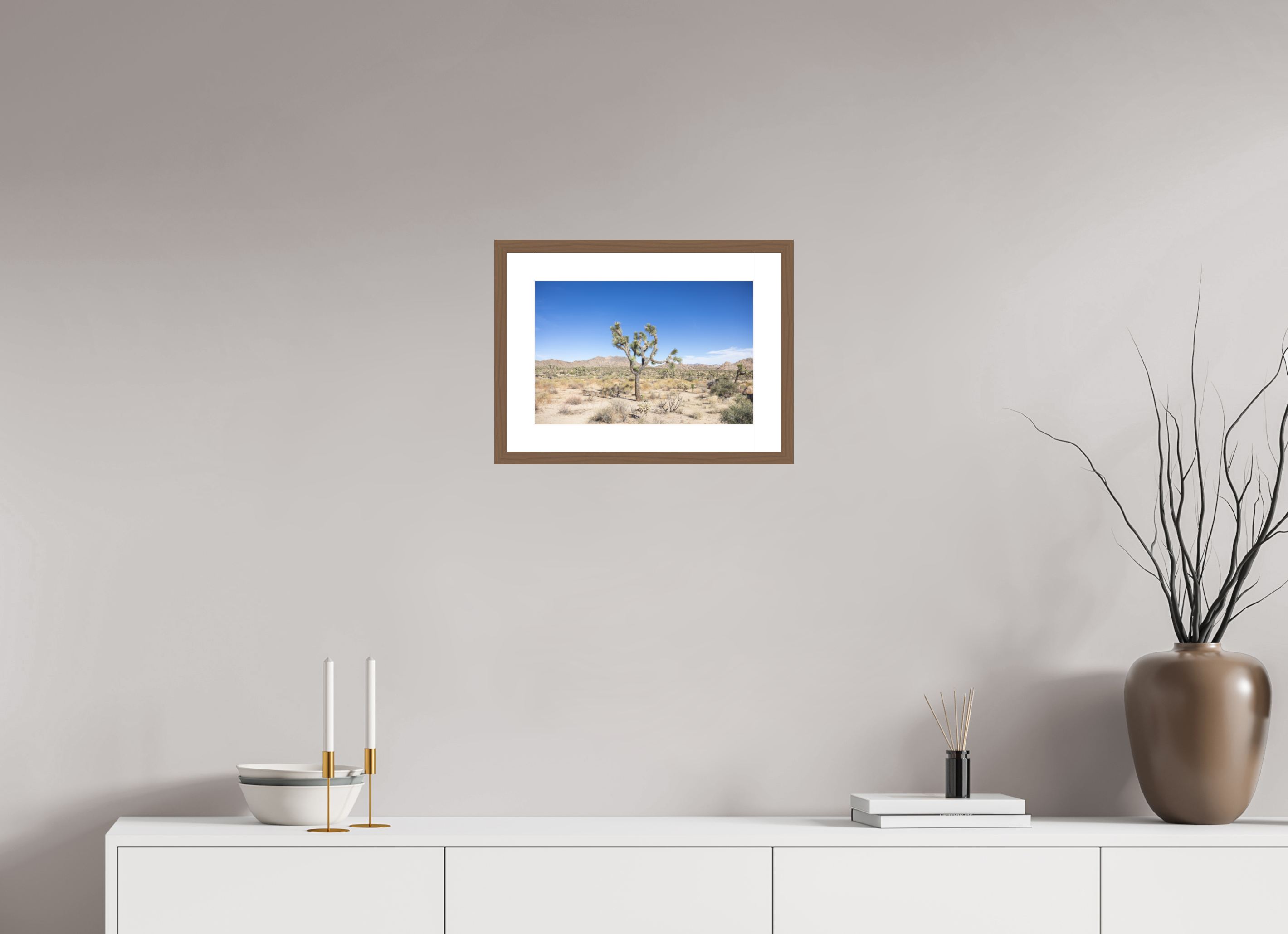 15 x 10″, Framed_WalnutWood_WhiteMat_HahnemühlePhotoRagUltraSmooth Desert Form 01