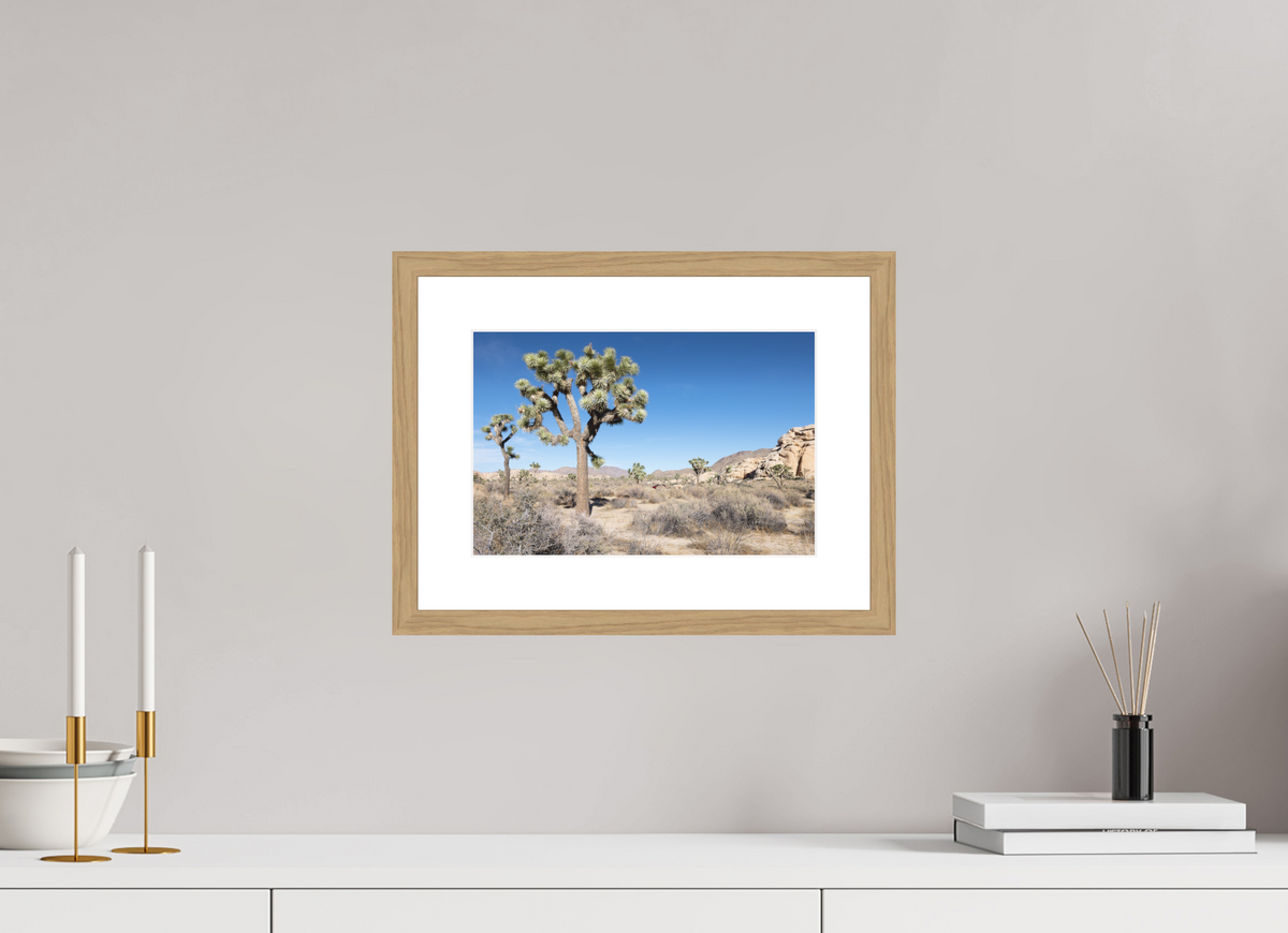 12 x 8″, Natural Oak Wood Frame Joshua Tree II