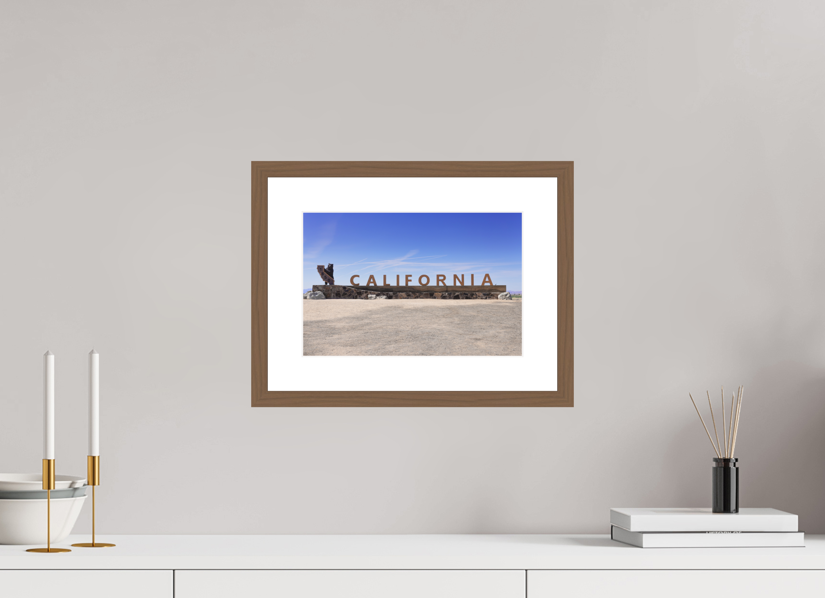 12 x 8″, Framed_WalnutWood_WhiteMat California Line | Fine Art Photography Print | California