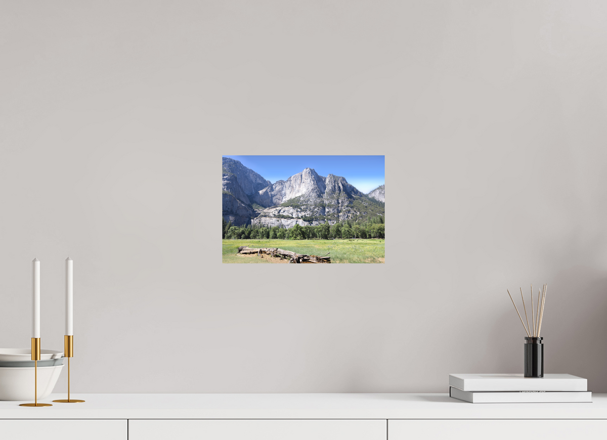 Cathedral Rocks fine art print of Cathedral Rocks above a meadow in Yosemite, 12 x 8 in, unframed