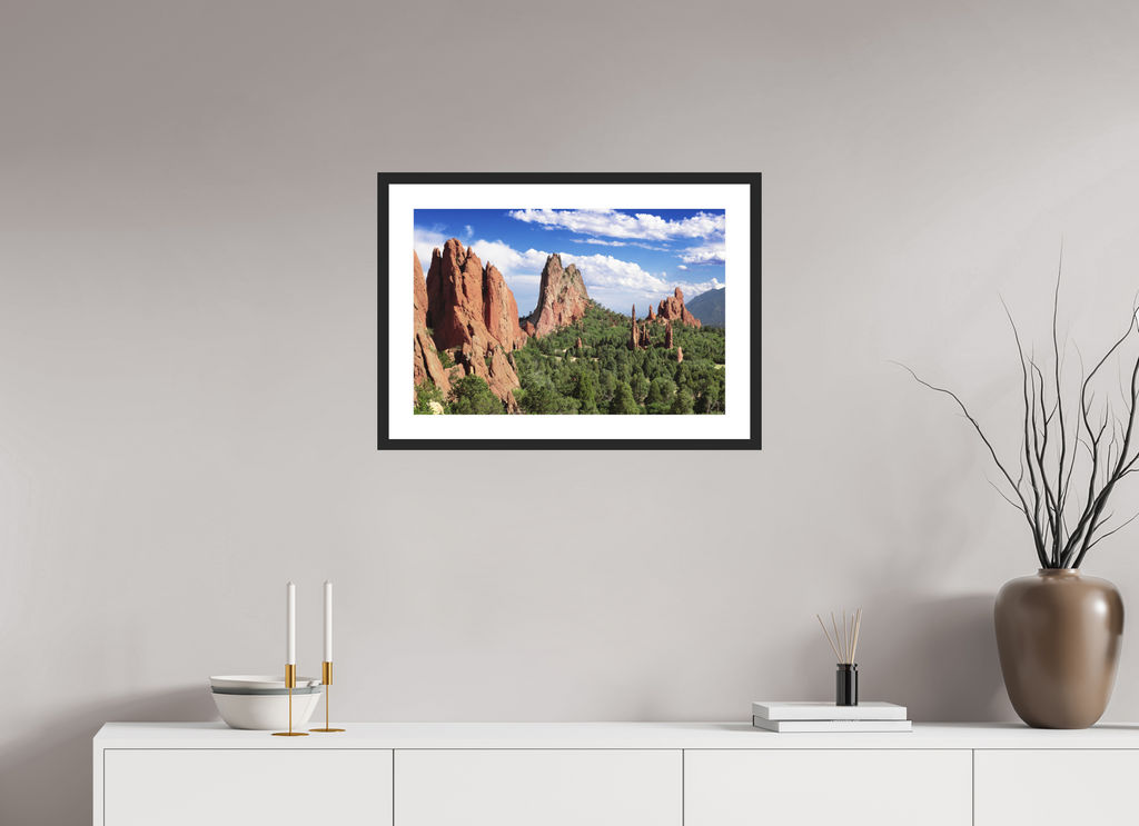 24 x 16″, Black Wood Frame Garden of the Gods II