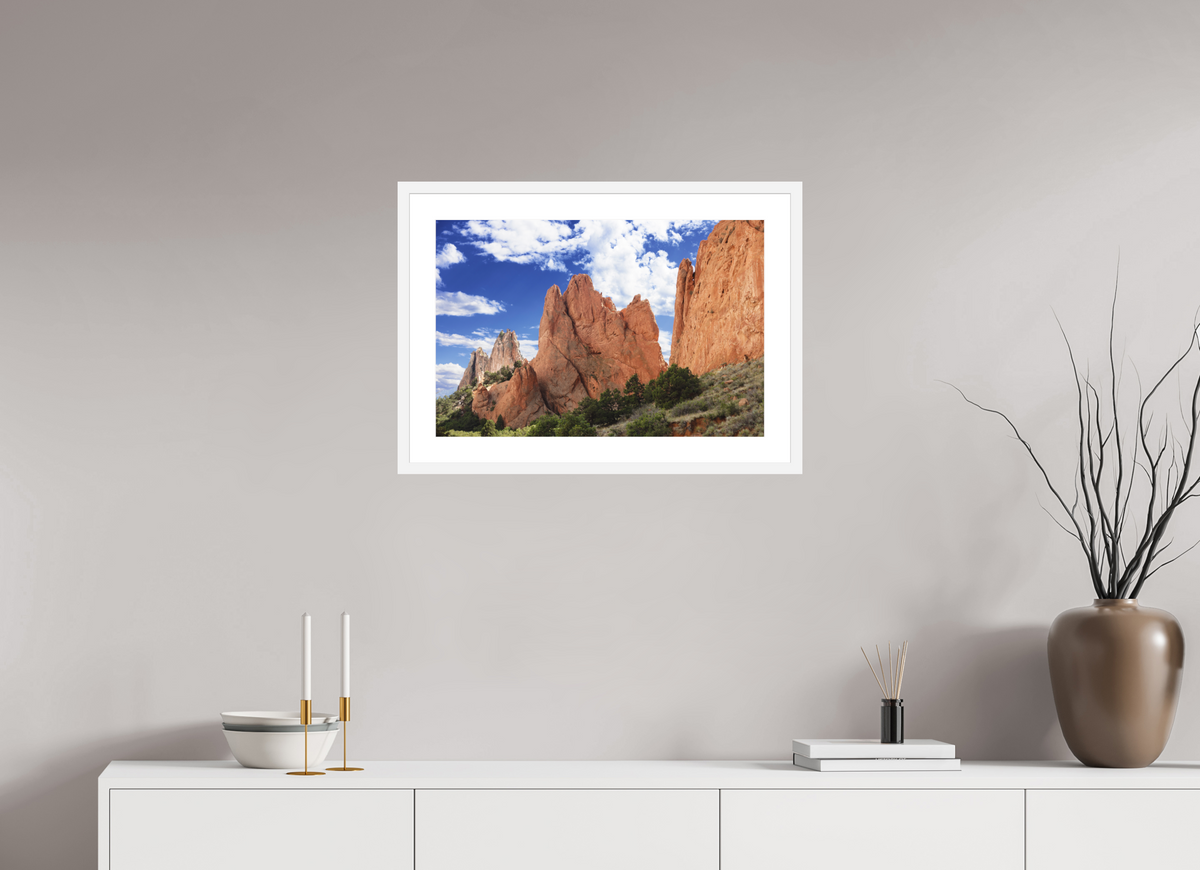 24 x 16″, White Wood Frame Garden of the Gods I