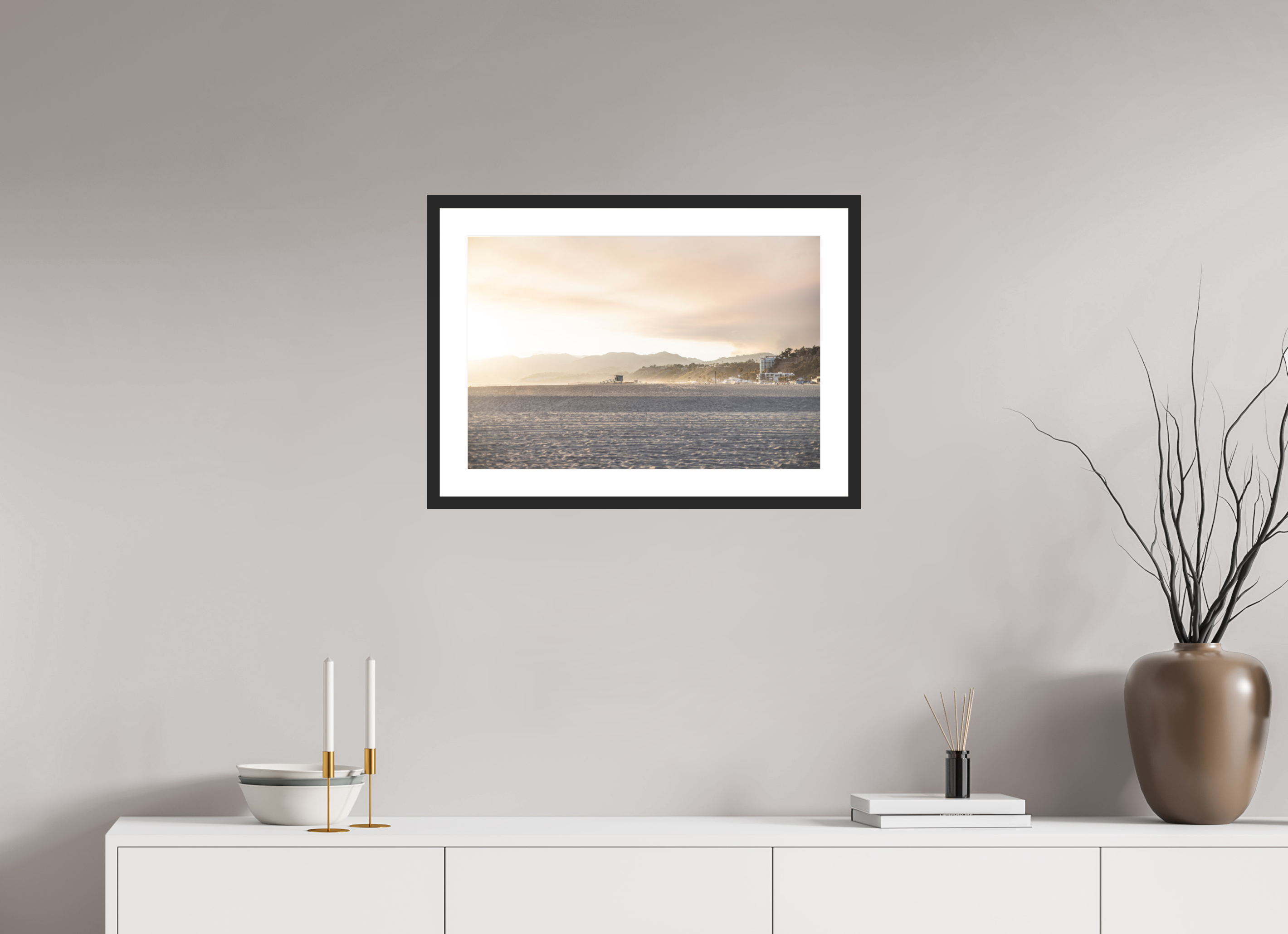 24 x 16″, Black Wood Frame Golden Coast 01