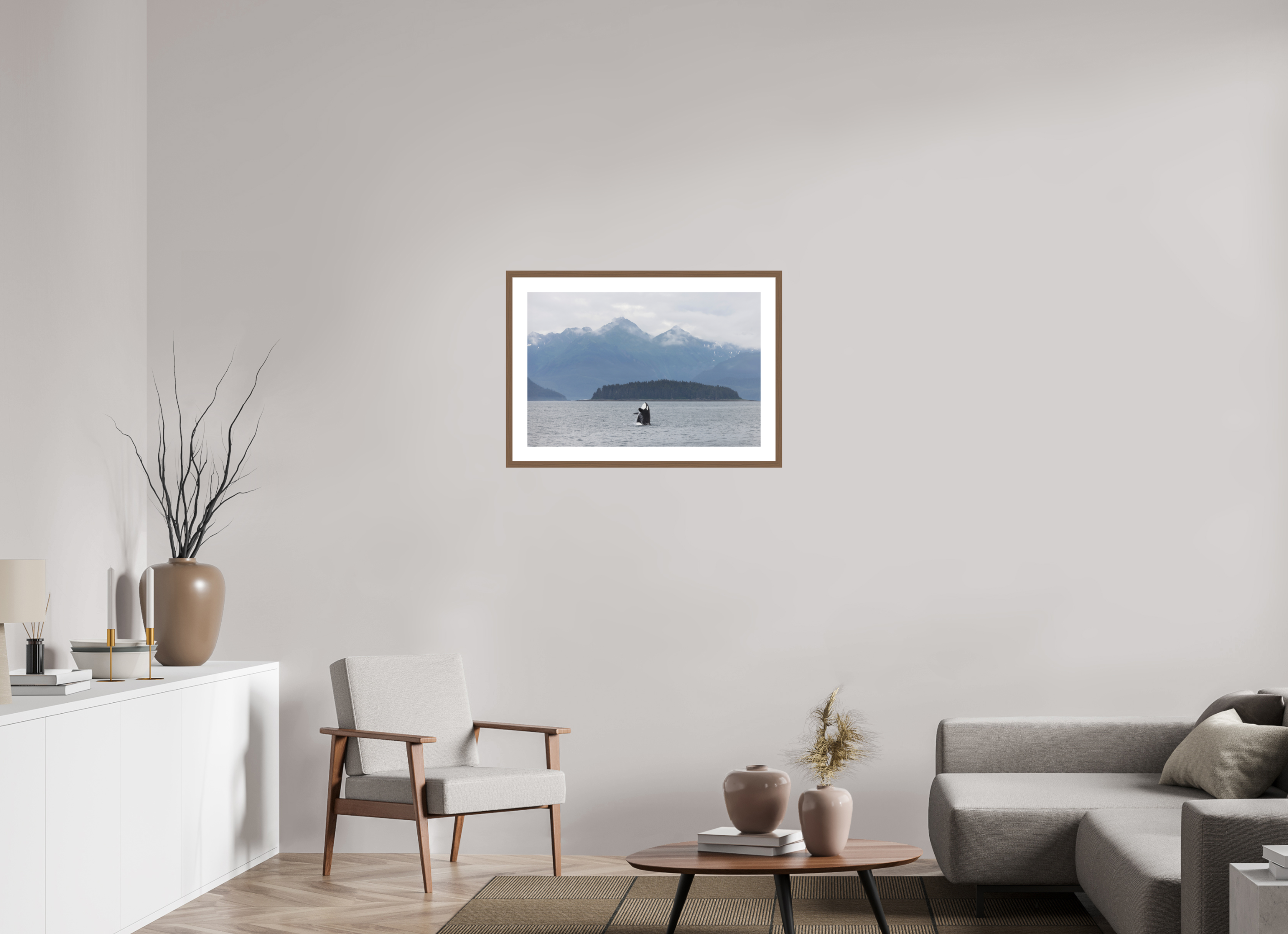 30 x 20″, Walnut Wood Frame Breach 01