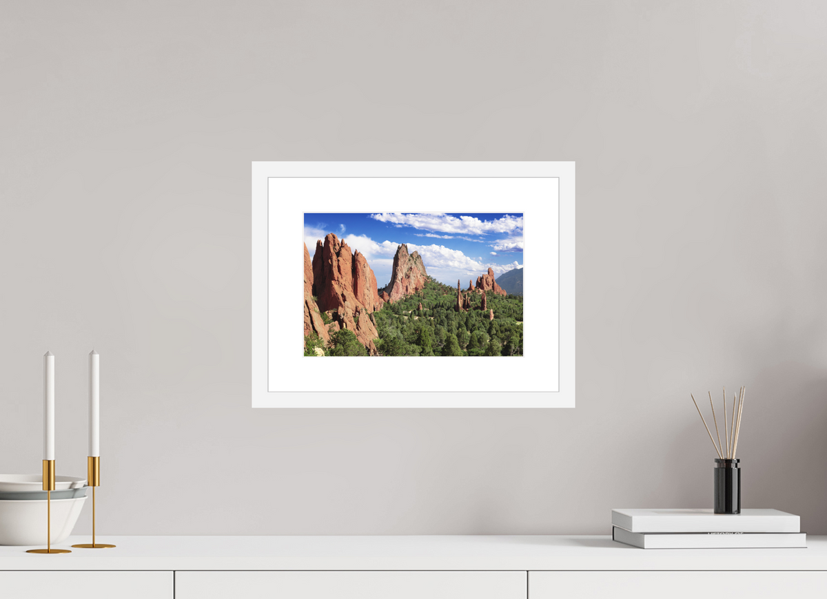 12 x 8″, White Wood Frame Garden of the Gods II