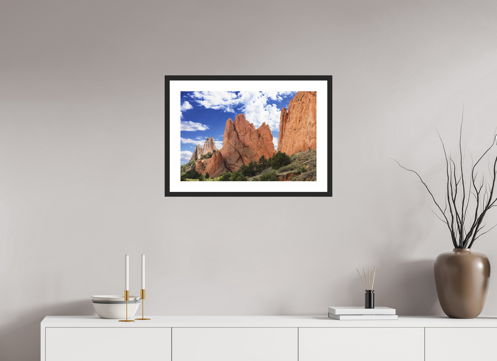 24 x 16″, Black Wood Frame Garden of the Gods I