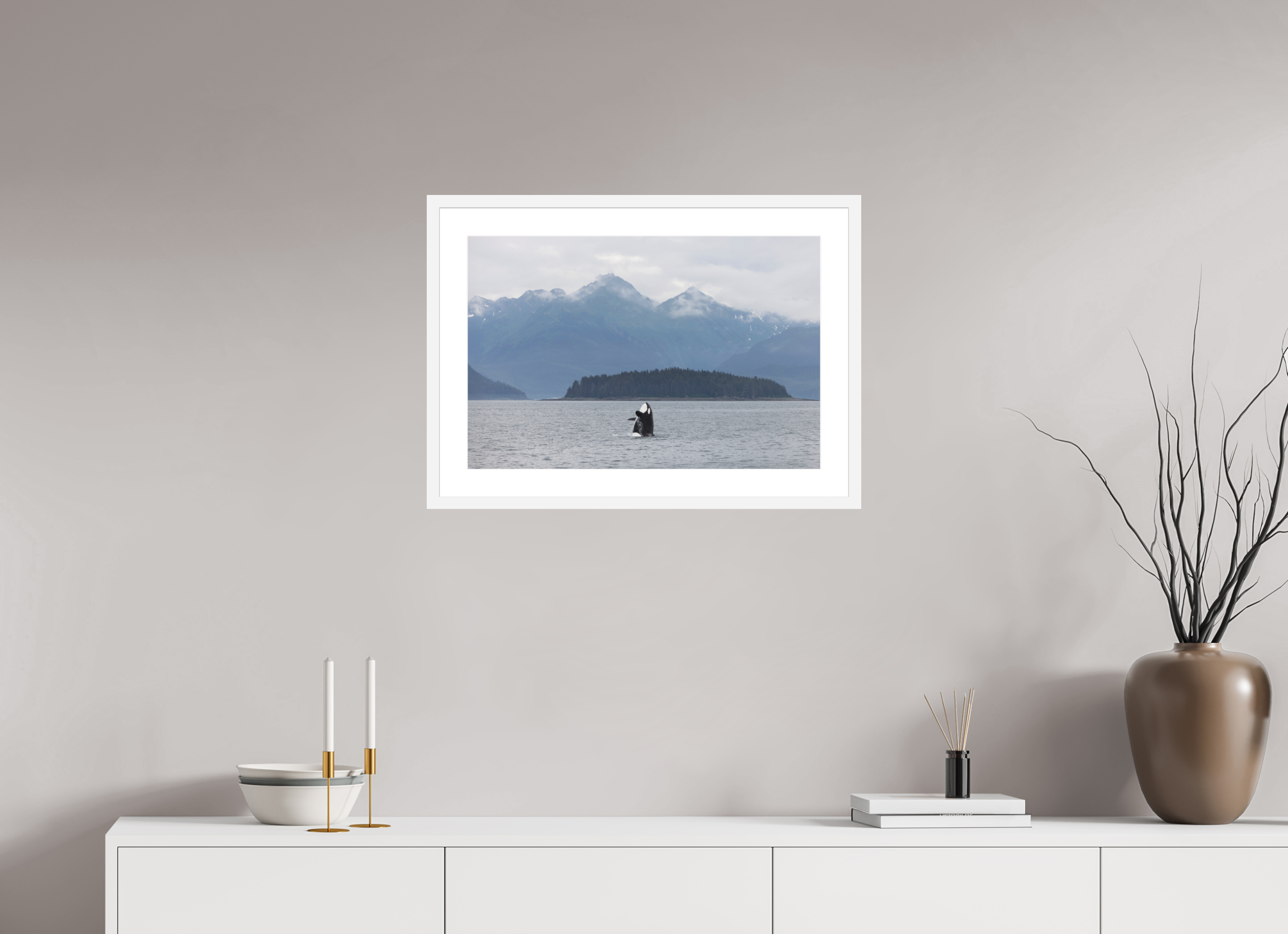 24 x 16″, White Wood Frame Breach 01