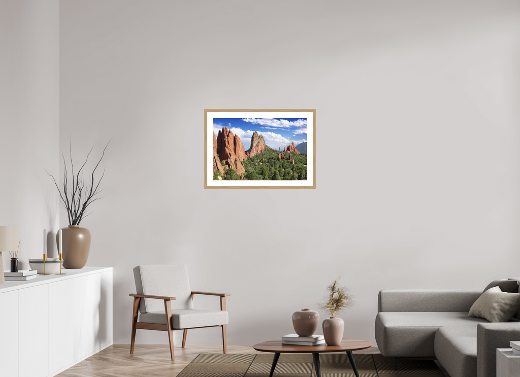 30 x 20″, Natural Oak Wood Frame Garden of the Gods II