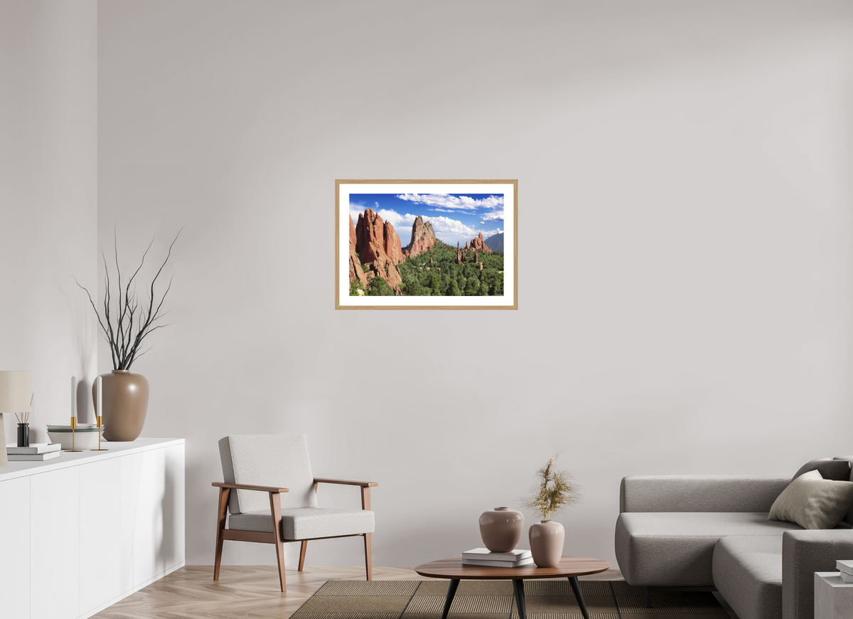 30 x 20″, Natural Oak Wood Frame Garden of the Gods II