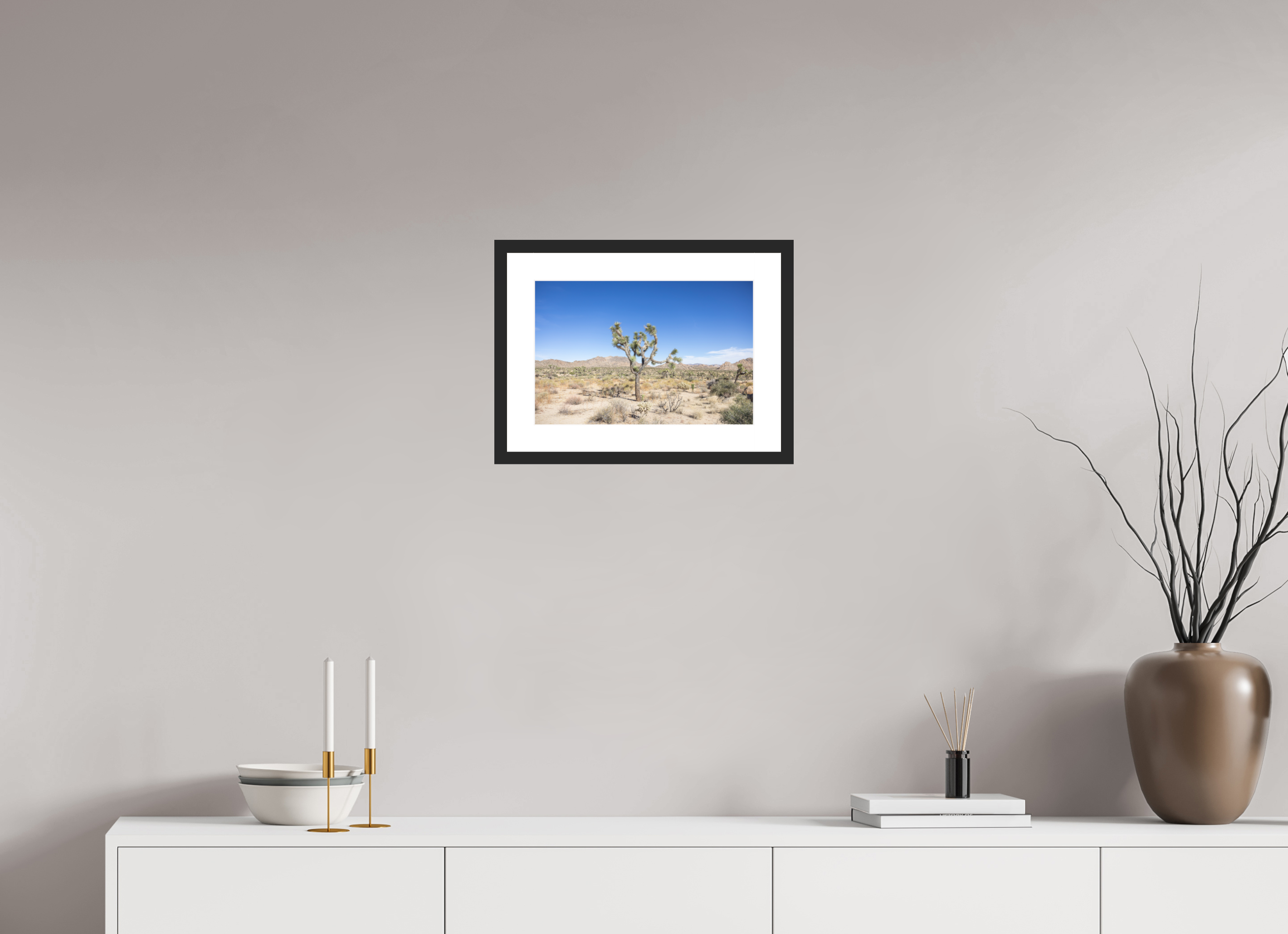 15 x 10″, Framed_BlackMatteWood_WhiteMat_HahnemühlePhotoRagUltraSmooth Desert Form 01