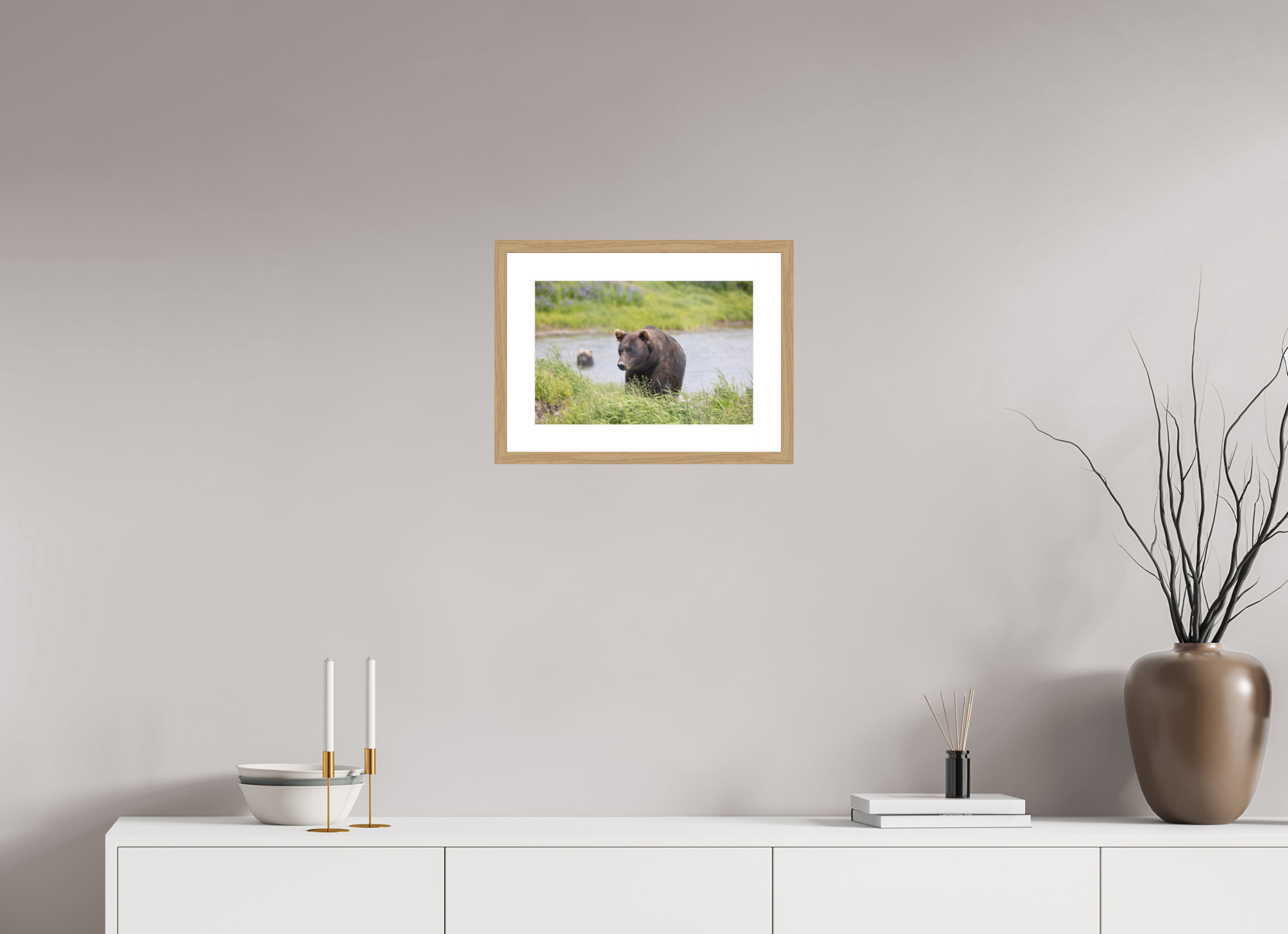 15 x 10″, Natural Oak Wood Frame Grizzly Shore, No. 1
