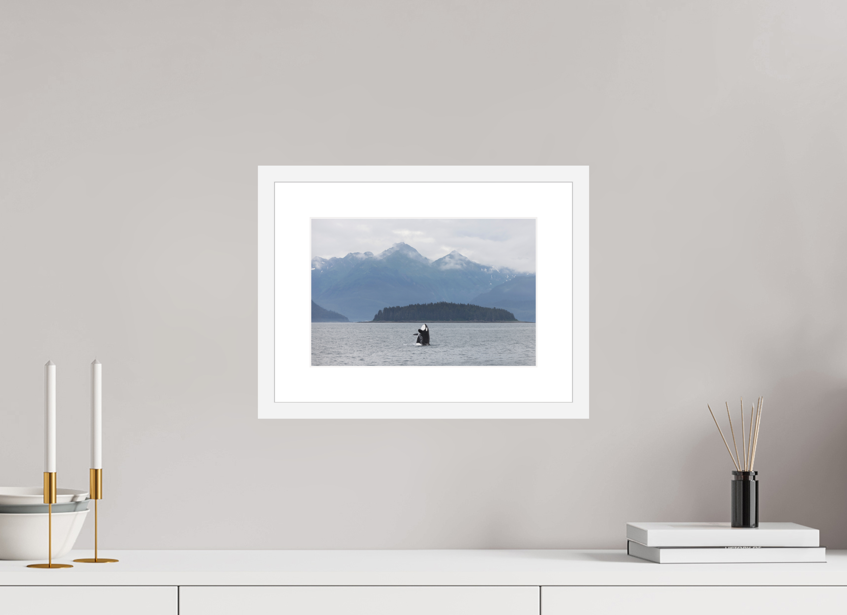 12 x 8″, White Wood Frame Breach 01