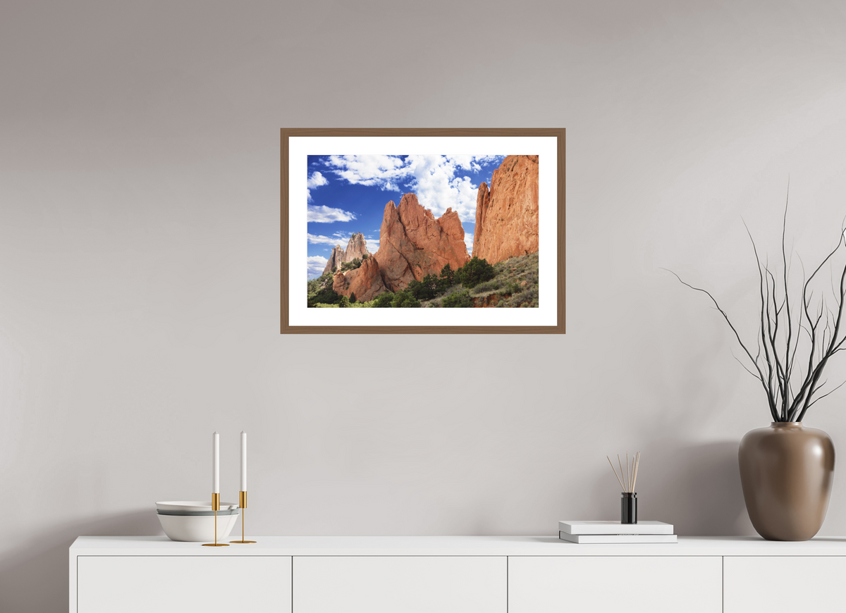 24 x 16″, Walnut Wood Frame Garden of the Gods I