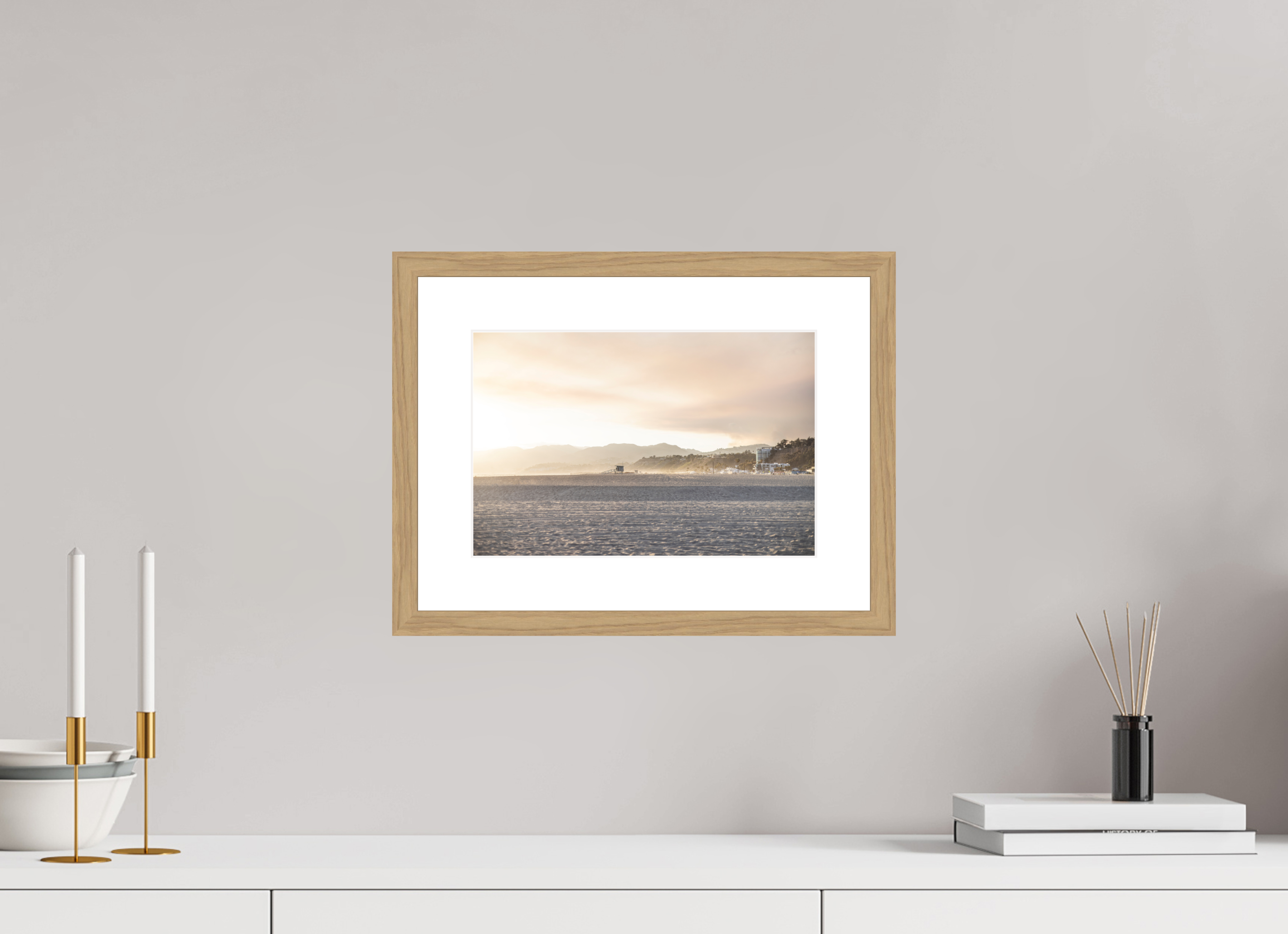 12 x 8″, Natural Oak Wood Frame Golden Coast 01