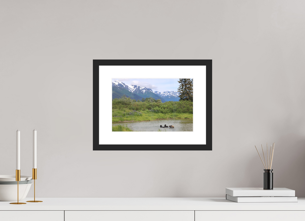 12 x 8″, Black Wood Frame Grizzly Shore II