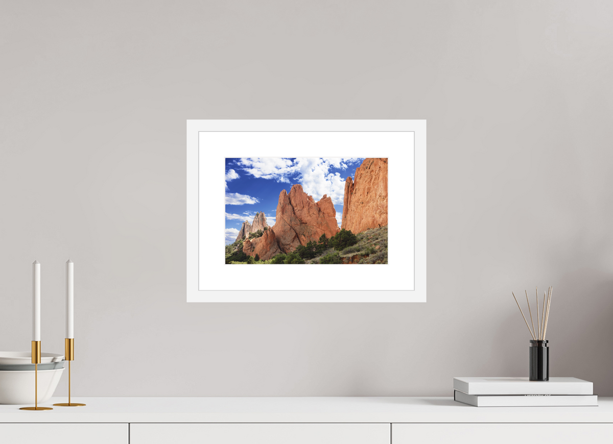 12 x 8″, White Wood Frame Garden of the Gods I